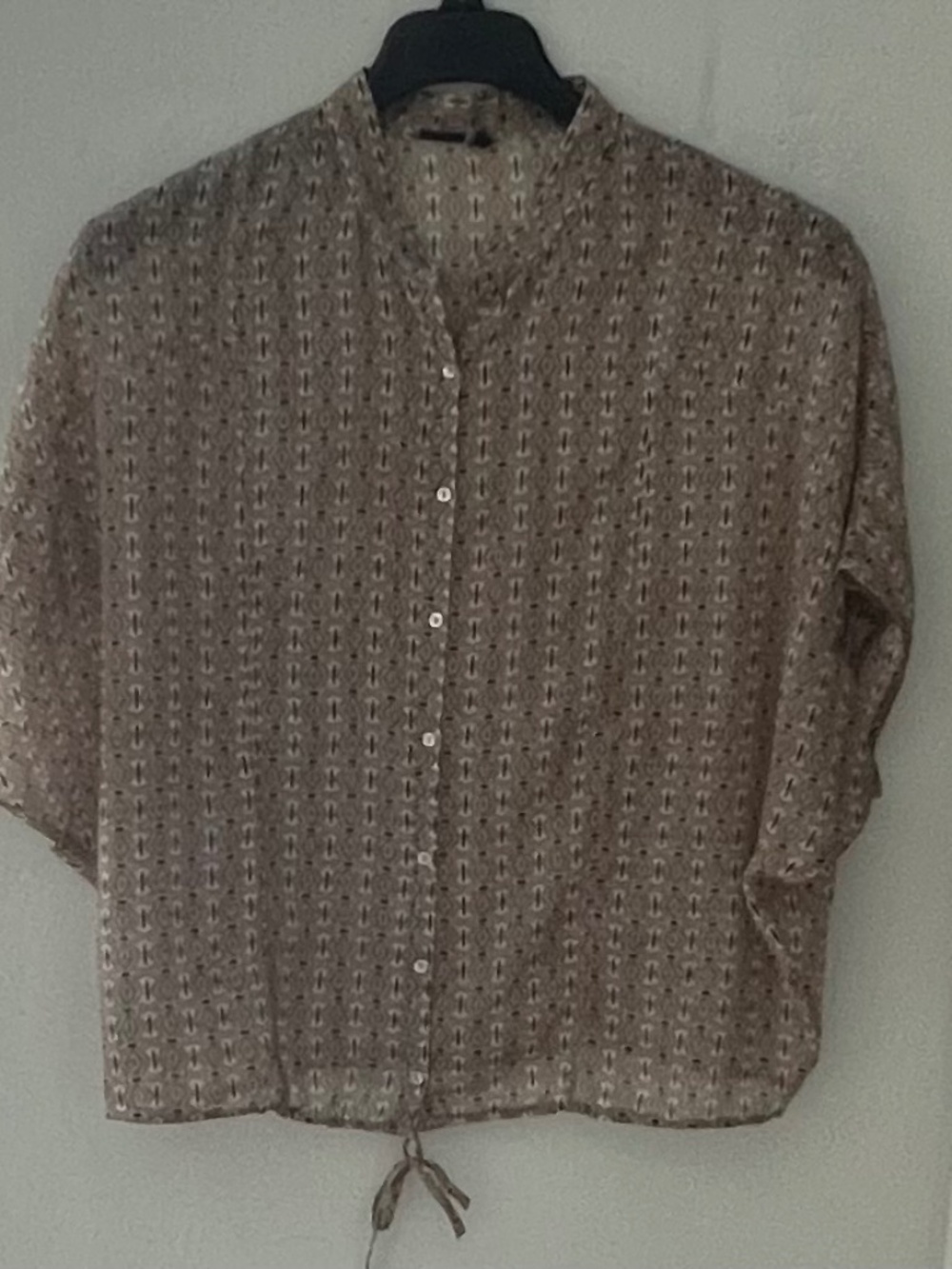Vintage United Colors of Benetton Geometric Sheer Tie-Hem Blouse M/L